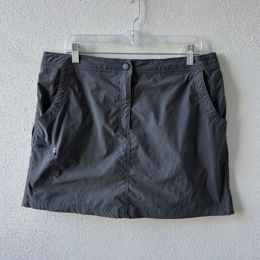 L L Bean Size 14 Skort Gray Pockets Zip Button Outdoors Utility Hiking Casual